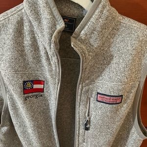 Vineyard Vines grey vest with Georgia flag emblem